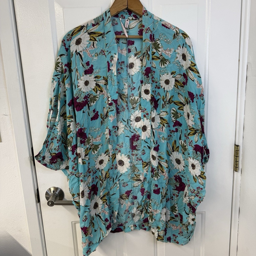 Y2K Victoria's Secret Floral Kimono Cover Up Womens M/L Blue White Purple
